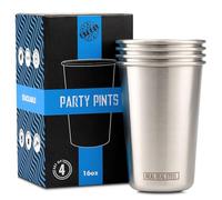 Real Deal Steel Stainless Steel 16 oz Pint Cups Stackable Single Wall Tumblers, Eco Friendly Premium Metal Drinking Glasses