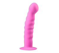 Real Dong Pink Silicone Ribbed Dildo with Suction Cup EasyToys Sex toys4 Couples