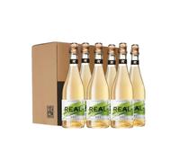 REAL Dry Alcohol-Free Sparkling - 6 x 75 cl Bottles | Fermented Dragonwell Green Tea & Grape Skin | 100% Natural | Vegan & Gluten-Free | Gently Sparkling | Award-Winning | Made in the UK
