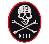 REAL EMPIRE Lucky 13 Skull Biker Patch Iron On Sew On Clothes Bag Badge Biker Motorcycle Music Patch Badge