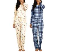 Real Essentials 2 Pack: Women’s Pajama Set Super-Soft Short & Long Sleeve Top With Pants (Available In Plus Size), Long Sleeve Set J, XL