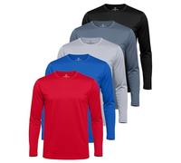 Real Essentials 3 & 5 Pack: Men's Mesh Quick Dry Athletic Long Sleeve T-Shirt for Men Adult UPF SPF UV Sun (Available in Big & Tall), 5 Pack: Set 2, XXL