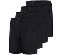 Real Essentials 3 Pack: Men's 7" Athletic Running Quick Dry Mesh Shorts with Zipper Pockets & Drawstring, Set 1, Large