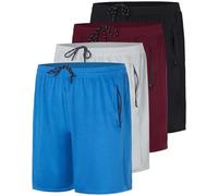 Real Essentials 3 Pack: Men's 7" Athletic Running Quick Dry Mesh Shorts with Zipper Pockets & Drawstring, Set 5, Small
