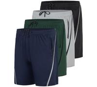 Real Essentials 3 Pack: Men's 7" Athletic Running Quick Dry Mesh Shorts with Zipper Pockets & Drawstring, Set 7, Large
