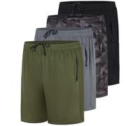 Real Essentials 3 Pack: Men's 7" Athletic Running Quick Dry Mesh Shorts with Zipper Pockets & Drawstring, Set 6, X-Large