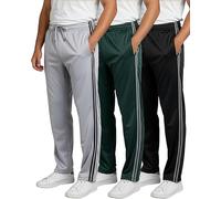 Real Essentials 3 Pack: Men's Active Athletic Casual Tricot Open Bottom Sweatpants with Pockets, Set 7, X-Large