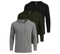 Real Essentials 3 Pack: Men's Cotton Lightweight Casual Pullover Drawstring Hoodie With Pocket (Available In Big & Tall), Set 6, S