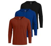 Real Essentials 3 Pack: Men's Cotton Lightweight Casual Pullover Drawstring Hoodie With Pocket (Available In Big & Tall), Set 10, S