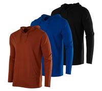 Real Essentials 3 Pack: Men's Cotton Lightweight Casual Pullover Drawstring Hoodie With Pocket (Available In Big & Tall), Set 10, M