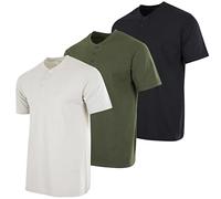 Real Essentials 3 Pack: Men's Cotton Short & Long Sleeve Henley T-Shirt Performance Activewear (Available in Big & Tall), Short Sleeve - Set 3, Medium