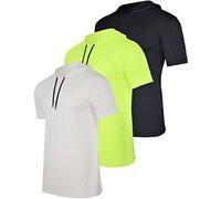 Real Essentials 3 Pack: Men's Dry Fit Short Sleeve Active Athletic Hoodie Pullover Sweatshirt (Available in Big & Tall), Set 10, Medium