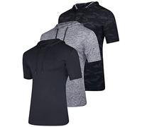 Real Essentials 3 Pack: Men's Dry Fit Short Sleeve Active Athletic Hoodie Pullover Sweatshirt (Available in Big & Tall), Set 5, Medium