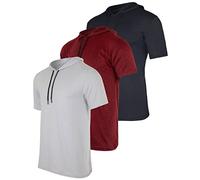 Real Essentials 3 Pack: Men's Dry Fit Short Sleeve Active Athletic Hoodie Pullover Sweatshirt (Available in Big & Tall), Set 9, Large