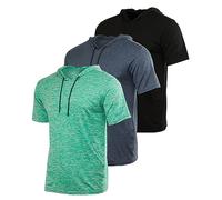 Real Essentials 3 Pack: Men's Dry Fit Short Sleeve Active Athletic Hoodie Pullover Sweatshirt (Available in Big & Tall), Set 11, Medium