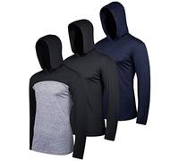 Real Essentials 3 Pack: Men's Dry Fit Wicking Long Sleeve Fishing Active Hoodie Pullover Sweatshirt (Big & Tall), Set 1, 3XL Plus Tall