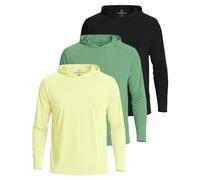 Real Essentials 3 Pack: Men's Long Sleeve Rash Guard Hoodie - SPF UV Sun Protection Workout Fishing Swim Shirts (Big & Tall), Set 6, 3X Tall