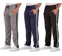 Real Essentials 3 Pack: Men's Mesh Athletic Gym Workout Lounge Open Bottom Sweatpants with Pockets (Available in Big & Tall), Set 5, Medium