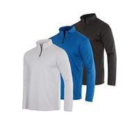 Real Essentials 3 Pack: Men's Mesh Long Sleeve Athletic Quarter Zip Pullover - Outdoor UPF 50+ (Available in Big & Tall), Set 3, Medium