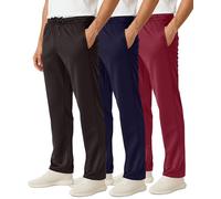Real Essentials 3 Pack: Men's Mesh Open Bottom Sweatpants Gym Active Athletic Workout Casual Pants with Pockets (Big & Tall), Set 1, XXL