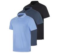 Real Essentials 3 Pack: Mens Short Sleeve Dry-Fit Collared Polo Shirt with Pocket - Active Casual (Available Big & Tall), Set 4, Medium
