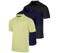 Real Essentials 3 Pack: Men's Short Sleeve Golf Polo Casual Workout Sports Moisture Wicking Collared Shirt (Big & Tall), Set K, XL