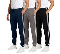 Real Essentials 3 Pack: Men's Tech Mesh Active Athletic Casual Jogger Sweatpants with Pockets(Available in Big & Tall), Set 5, Medium