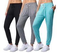 Real Essentials 3 Pack: Womens Dry-Fit Active Athletic Joggers Yoga Lounge Pants - Drawstring (Available in Plus Size), Set 5, XXL