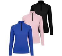 Real Essentials 3 Pack: Womens Dry-Fit Long Sleeve Quarter Zip & Full Zip Up Hoodie Workout Jacket (Available in Plus), Quarter Zip Set 6, Medium