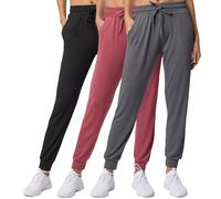 Real Essentials 3 Pack: Women's Ultra-Soft Lounge Joggers Athletic Yoga Pants with Pockets (Available in Plus Size), Set 6, M