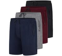 Real Essentials 4 Pack: Men's Mesh 7"/ 5"/ 3" Athletic Zipper Shorts Workout Gym Running Basketball (Big and Tall Available), 7-inch - Set 10, Large