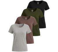 Real Essentials 4 Pack: Women's Classic-Fit Cotton Short-Sleeve Scoop Crew Neck T-Shirt (Available in Plus Size), Set 3, XL