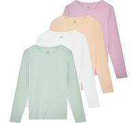 Real Essentials 4 Pack: Women's Cotton Classic-Fit Long-Sleeve Crewneck T-Shirt (Available in Plus Size), Set 1, 3X