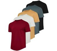 Real Essentials 5 Pack: Men’s 100% Cotton Hipster Curved Hem Droptail Tee - Premium Longline T-Shirts with Long Tail Drop Cut, Set 6, Large