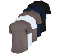 Real Essentials 5 Pack: Men’s Cotton Hipster Curved Hem Droptail Tee - Premium Longline T-Shirts with Long Tail Drop Cut, Set 4, Large