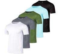 Real Essentials 5 Pack: Men’s Mesh Short Sleeve Crew Neck T-Shirt - Workout Gym Active Athletic Tee (Big & Tall Available), Set 8, 4X Tall