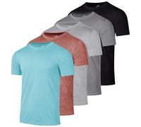 Real Essentials 5 Pack: Men’s Short Sleeve Dry Fit Active Crew Neck T Shirt - Athletic Running Gym Workout Tee Tops, Set 19, Medium