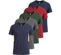 Real Essentials 5 Pack: Men’s V-Neck Dry-Fit Moisture Wicking Active Athletic Tech Performance T-Shirt, Set 4, XXL