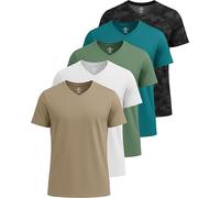 Real Essentials 5 Pack: Men’s V-Neck Dry-Fit Moisture Wicking Active Athletic Tech Performance T-Shirt, Set 13, S