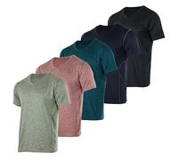 Real Essentials 5 Pack: Men’s V-Neck Dry-Fit Moisture Wicking Active Athletic Tech Performance T-Shirt, Set 15, Medium