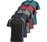 Real Essentials 5 Pack: Men’s V-Neck Dry-Fit Moisture Wicking Active Athletic Tech Performance T-Shirt, Set 5, Large