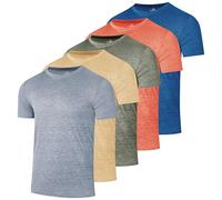 Real Essentials 5 Pack: Men's Dry-Fit Short Sleeve Crew Neck T Shirts Fitness Running Gym Workout Cool Exercise Athletic Tee, Set 16, S
