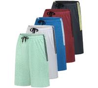 Real Essentials 5 Pack:Men's Dry-Fit Sweat Resistant Active Athletic Performance Shorts, Set P, Small