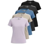 Real Essentials 5 Pack: Women's Short Sleeve Mesh Insert T-Shirts Athletic Tops Gym Workout Yoga Tennis Activewear (Plus), Set 5, 3X