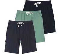 Real Essentials Mens Cotton Cargo Short with Drawstring, Set 4, Small