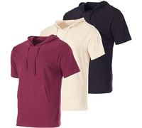 Real Essentials Men's Cotton Short-Sleeve Hoodie Hooded T-Shirt With Drawstring & Pockets (Available In Big & Tall), Set 3, 5X
