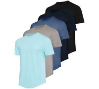 Real Essentials Mens SS Cotton Curved Hem Crew Shirt, Set 5, Medium