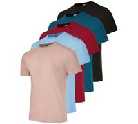 Real Essentials Mens SS Everyday Cotton Crew Shirt, Set 5, Large