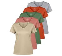 Real Essentials Women's Damen Dry Fit V-Ausschnitt T-Shirt, Pack of 12, 2X