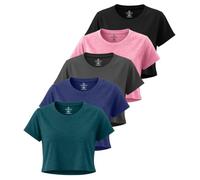 Real Essentials Women's Ladies Crop Dry Fit Crew Top T-Shirt | Available In Plus Size, Moisture Wicking Cropped Tee, Crew Neck, Yoga, Running, Hiking, Exercise, Activewear, Sports